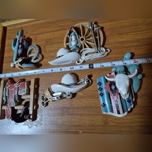 Rustic Western Wall Decor Set with Bull Skull and Saddle Vintage